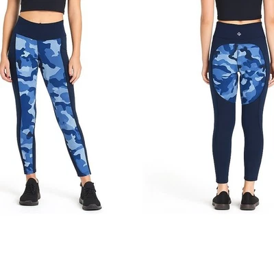 Leggings Rise By Lularoe XS Azul Camuflaje Malla Panel Atletismo Elastizado Bolsillo Foto 1 de 4