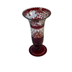 Antique Bohemian Ruby Red Czech Glass Vase - Picture 1 of 7