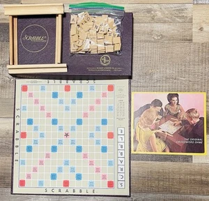 VTG SCRABBLE Board Game Selchow & Righter Complete With 100 Tiles 4 Holders 1953 - Picture 1 of 7