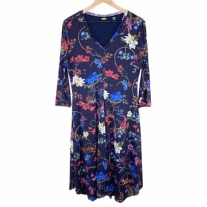 T Tahari Damen Stretch Fit & Flare Blumen asymmetrischer Saum Kleid Gr. 14 - Bild 1 von 7