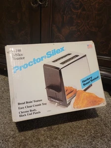 NUEVO, Sellado Vintage PROCTOR-SILEX 2 Rebanadas Modelo T620B Cromo Negro EE. UU. - Imagen 1 de 7