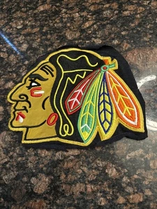 VTG Chicago Blackhawks Large Embroidered Patch NHL Logo 10" Jacket Jersey Used - Picture 1 of 5