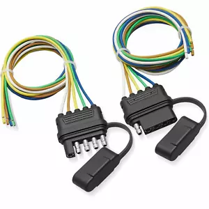 5 Pin Flat Trailer Light Extension Wiring Harness Male & Famale Plug Adapter Set - Picture 1 of 7