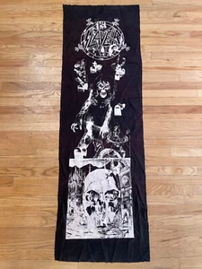 Vtg Slayer Silk Banner Tapestry 1989 Nikry Co 80's Thrash Metal Megadeth Anthrax - Picture 1 of 12