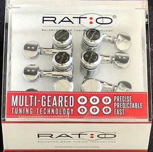 Graph Tech RATIO 6-IN-LINE LOCKING 2-pin Tuners/Tuning Keys - CHROME PRL-8731-C0 - Picture 1 of 5