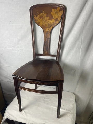 ￼ Antique Desk Chair With A Floral Depiction Inlaid Marquetry Dragonfly ￼ Cover