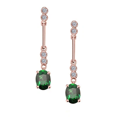 2.61Ct Natural Emerald Gemstone&White Diamond Drop Earrings for Women in 14KGold - Image 1 of 4