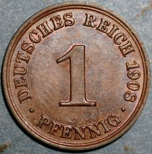 Germany 1 Pfennig 1908 A Wilhelm II KM# 10 - Picture 1 of 2
