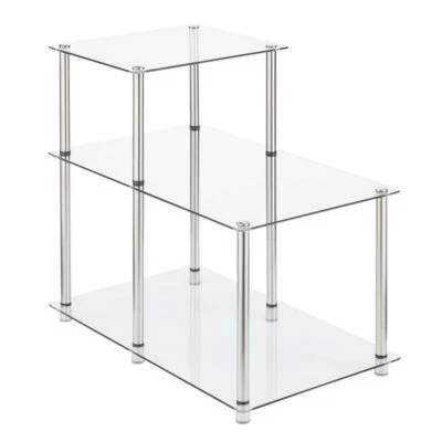 Convenience Concepts End Table Tempered Glass Stainless Steel Poles 2-Steps - Image 1 of 4