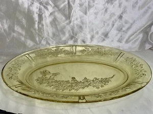 Vtg Federal Amber Sharon Cabbage Rose 12" Oval Depression Glass Platter 1935 - Picture 1 of 9