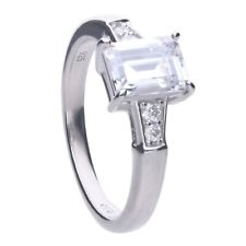 Diamonfire Dress Ring R3714 Size O - Sterling Silver Emerald Cut Zirconia