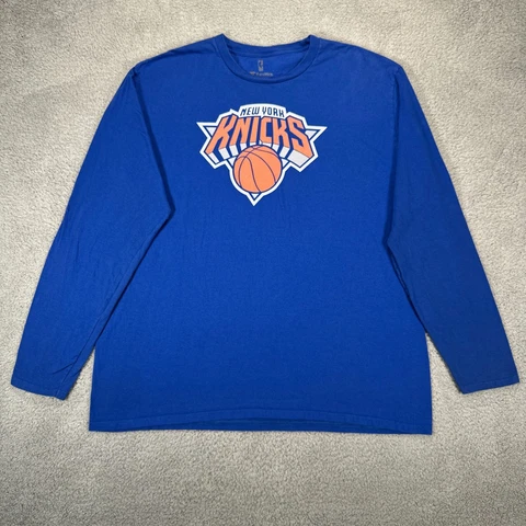 New York Knicks Shirt Mens XXL 2XL Blue #7 Carmelo Anthony Long Sleeve Fanatics Cover