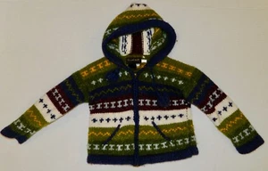 GIRL'S INVISIBLE WORLD JUNEAU ALASKA HEAVY WOOL CARDIGAN SWEATER SZ 4 HANDMADE - Picture 1 of 7