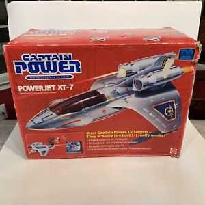Captain Power Jet XT-7 Ship 1986 Mattel Box Vhs Set Action Figure Lot Working