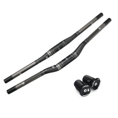 Full Carbon Fiber Bike Flat/Riser Bar 31.8mm MTB Bike Handlebar & Bar Plugs - Image 1 of 4