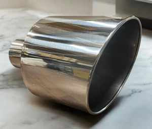 CHEVY DURAMAX POLISHED STAINLESS WELD ON DIESEL EXHAUST TIP 5" IN 12" OUT 18" L - Picture 1 of 5