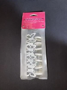 Xhilaration - 7 Pack - Decorative Drapery Clip Rings - White Buttterfly - NEW - Picture 1 of 6