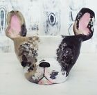 One of a Kind Pottery Planter French Bull Dog Dog Original bowl Bowl Face Art 