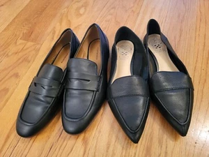Women Vince Camuto Flat Black 14th Union Leather 7 7.5 8 Ballet - Picture 1 of 3