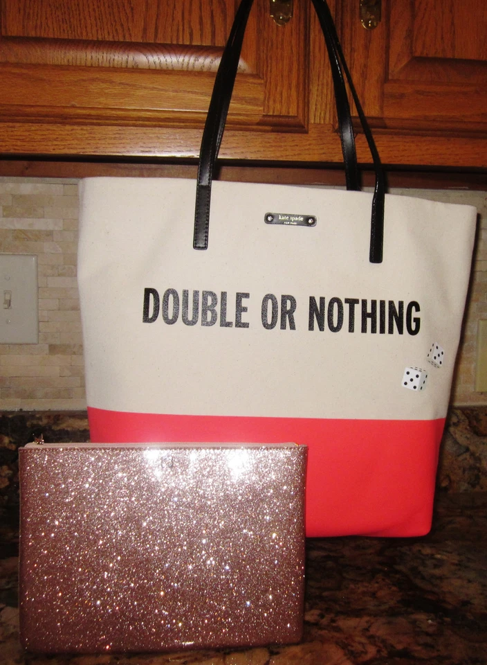 Kate Spade Bon Shopper Taft St Double Or Nothing Dice NWT + PINK GLITTER GIA Foto 1 de 1