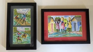 Pierre-Henri Philippe Aquarell KUNST Karibisches Dorf Flussszenen SIGNIERTES SET! - Bild 1 von 8