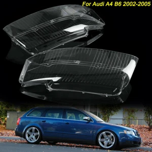 For Audi A4 B6 2002-2005 Pair Front Clear Headlight Lens Cover Headlamp Shell - Picture 1 of 11