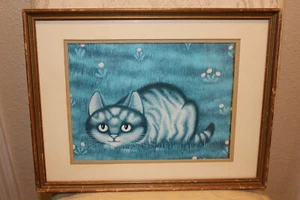 Impresión artística de gato agachado azul 13" x 16" - Imagen 1 de 12