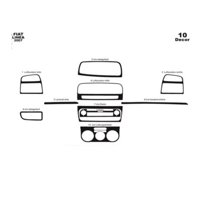 Kit de cubierta de tablero interior de madera Fiat Linea 2007 10 piezas Foto 1 de 4