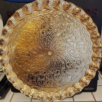 Alisveristime Turkish Ottoman Coffee Tea Serving Tray – 11.8 Inches, Wavy Zamac - Image 1 of 3