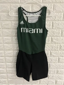 ADIDAS UNIVERSITY OF MIAMI WOMENS TRACK FIELD SIZE SMALL GREEN BLACK HURRICANES - Picture 1 of 10