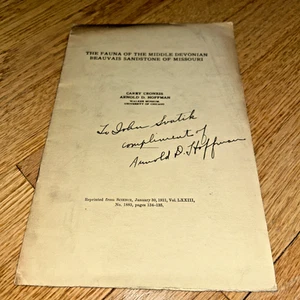 1931 THE FAUNA OF THE MIDDLE DEVONIAN BEAUVAIS SANDSTONE OF MISSOURI Signed - Picture 1 of 5