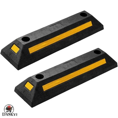 2 Pack Heavy-Duty Rubber Parking Guides with Easy Installation & Reflective Tape - Image 1 of 4