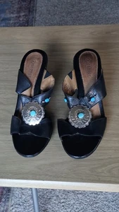 Größe 8 George Echtleder Damen schwarzer Absatz mit silbernem Akzent - Bild 1 von 5