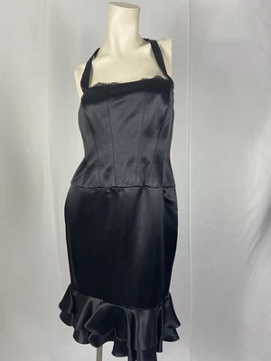 Vestido de cóctel Kay Unger New York SFA talla 4 vintage sin tirantes de seda negro  Foto 1 de 4