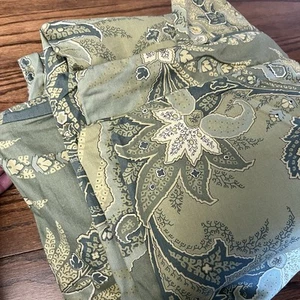 Pottery Barn Paisley Duvet Cover & Euro Shams F/Q Green Floral Luxury Classic - Picture 1 of 12