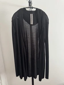 Rick Owens Moody F/W 14 Hooded Cardigan Black Riding Cloak Draped Hoodie Size M - Picture 1 of 3