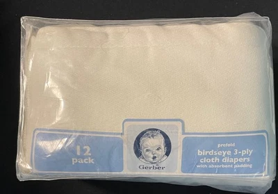 Pañales Gerber® 100 % algodón, 3 capas, tela blanca (12 ct) 14" x 20" - NUEVO Foto 1 de 3