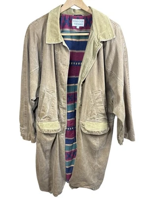 Abrigo de Colección Años 90 Brandon Thomas Tareas de Granero Plumero Manta a Rayas Forrada Talla Grande Foto 1 de 4