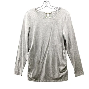 NWT H&M Maternity Long Sleeve T Shirt Womens M Gray Crewneck Ruched Organic - Picture 1 of 9
