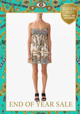 CAMILLA Rococo Glow Gathered Bust Tiered Mini Dress Size S RRP $725 - Image 1 of 4