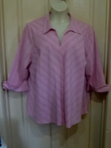 ESSENCE EVANS PRETTY PINK COTTON + POLYESTER LOOSE FIT LONG BLOUSE TOP SZ 28 - Picture 1 of 8