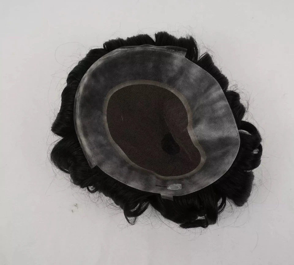 Mono Men Toupee Durable Prosthesis Human Hair Replacement System Unit Hairpiece - Image 1 of 3