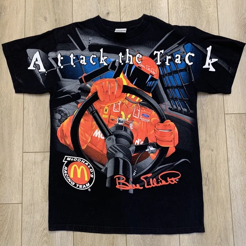 Bill Elliot #94 1998 Attack The Track Vintage T-shirt Large Aop 90s Nascar Cover