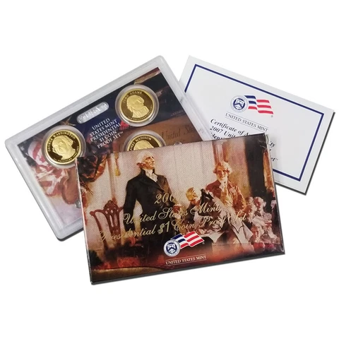 (1) 2007 S United States Mint Presidential Dollars Proof Set Original Box w/ COA Cover
