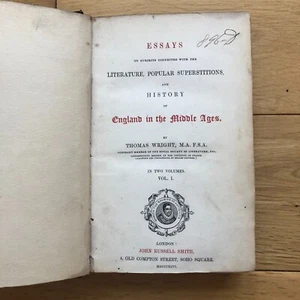 1846 Literature, Popular Superstitions England in Middle Ages, Tomas Wright Book - Imagen 1 de 10