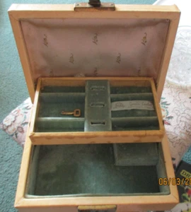 Vintage 60er Jahre Mele & Co Türkis/Creme Schmuckkästchen - 2-stufige Spieluhr - Bild 1 von 7