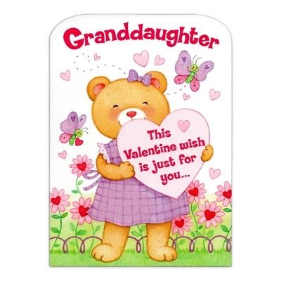 Cute VALENTINE'S DAY Card, FOR GRANDDAUGHTER Bear by American Greetings+Envelope - Image 1 of 4