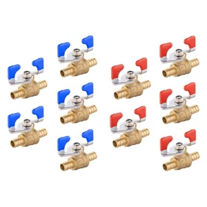 10 PCS 1/2" BARB PEX FULL PORT SHUT OFF BALL VALVE HOT & COLD WATER, LEAD FREE - Picture 1 of 4