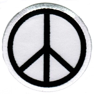 PARCHE SIGNO DE PAZ HIPPIE VERANO DE AMOR blanco bordado planchado APLIQUE EMBLEMA Foto 1 de 4