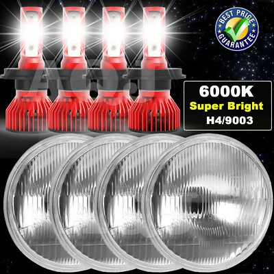 4PCS 5.75" Halo LED Headlights Hi-Lo Beam For Mercedes-Benz 380SL 450SL 560SL Foto 1 de 4